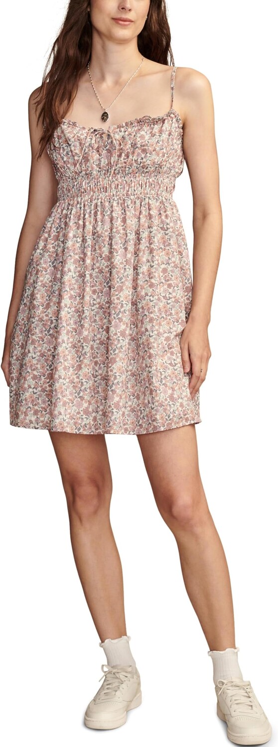 

Платье Lucky Brand Printed Smocked Sweetheart Mini, цвет Pink Champagne Multi