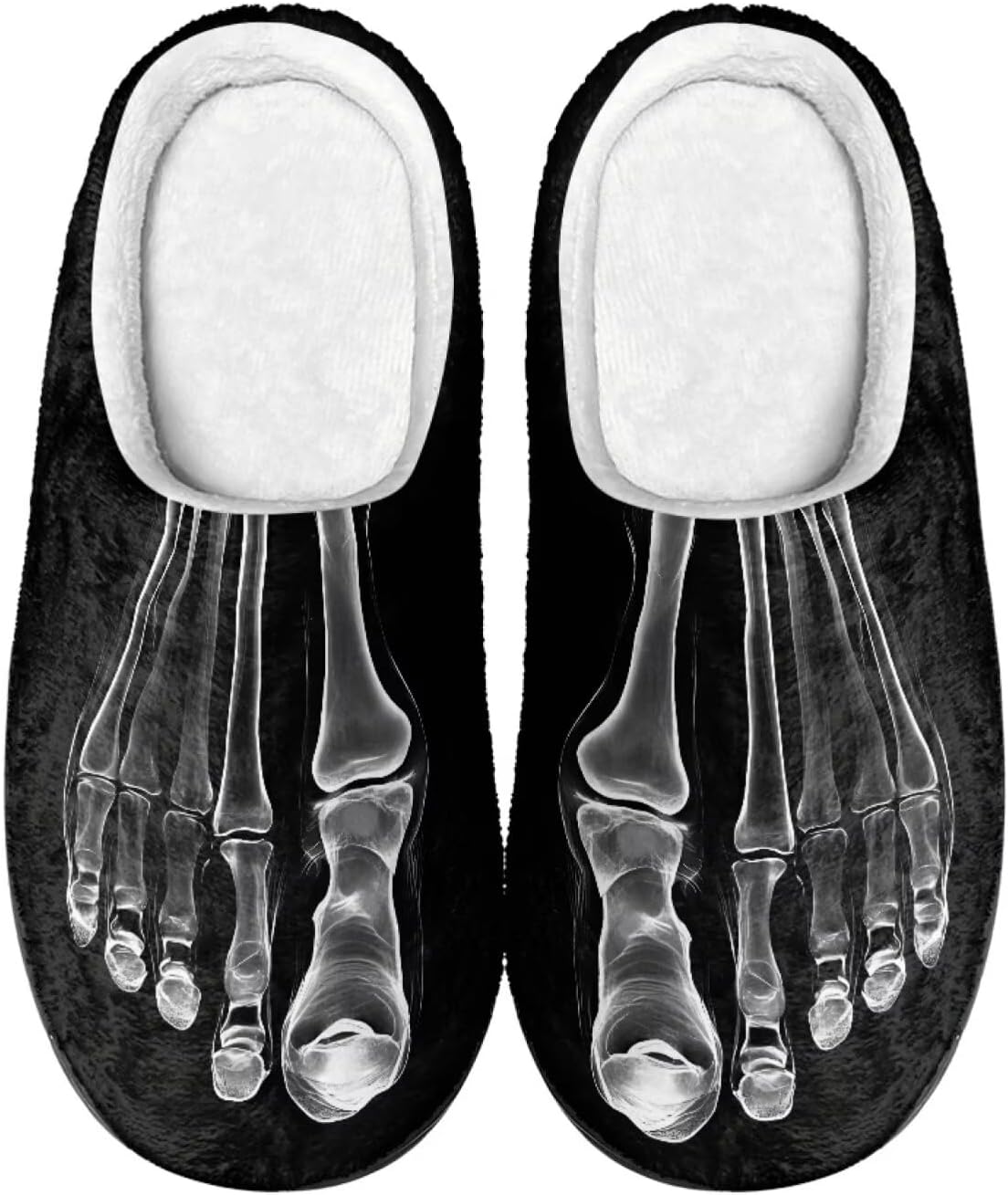

Милые мультяшные фланелевые тапочки Howilath унисекс, теплые и дышащие хлопковые тапочки с противоскользящей подошвой, Skeleton Feet Bone