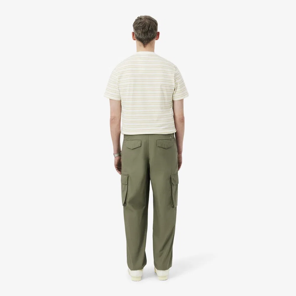 Мужские прямые брюки карго чинос цвета хаки от Lacoste — фото 3
