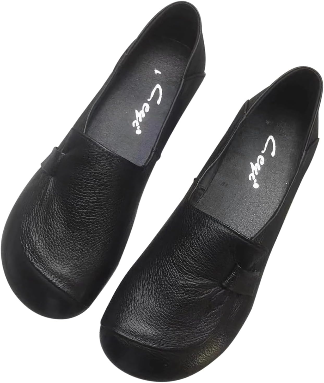 

Мужские лоферы с комфортной кожаной подкладкой, дышащие, без шнурков, плоские, повседневные кожаные мокасины ручной работы и делового использования Generic, черный