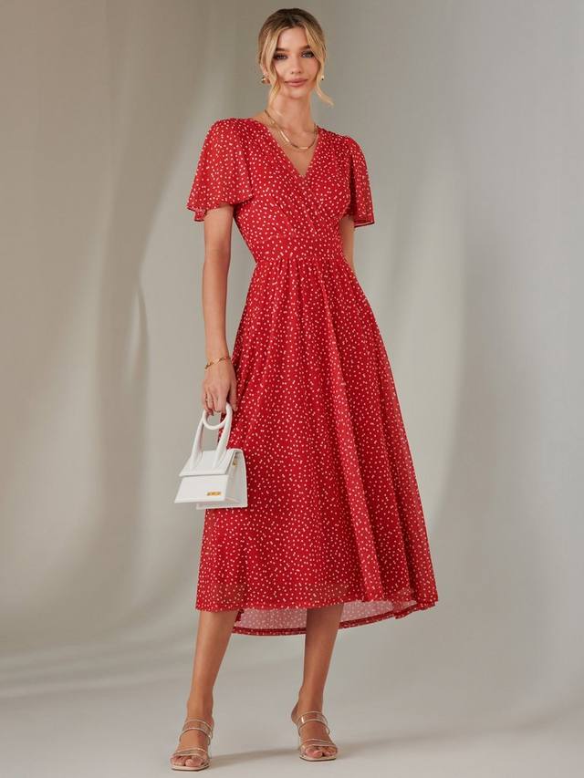 

Облегающее платье макси с сетчатым лифом Jolie Moi, Red