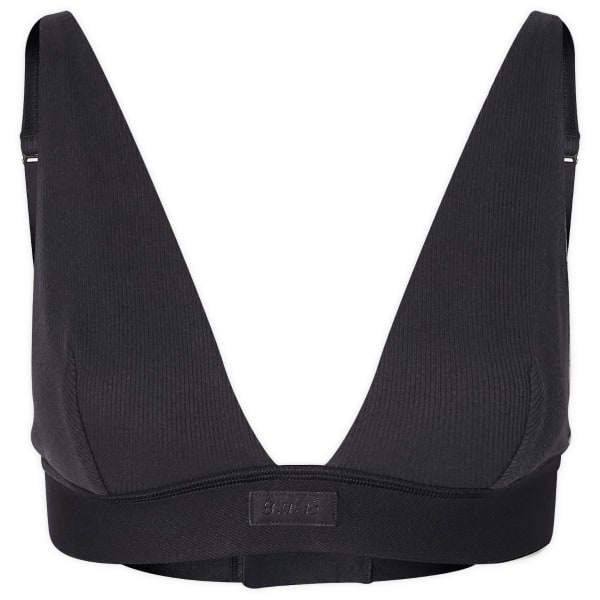 

Хлопковый бюстгальтер-бралетт с глубоким вырезом в рубчик Skims, Soot