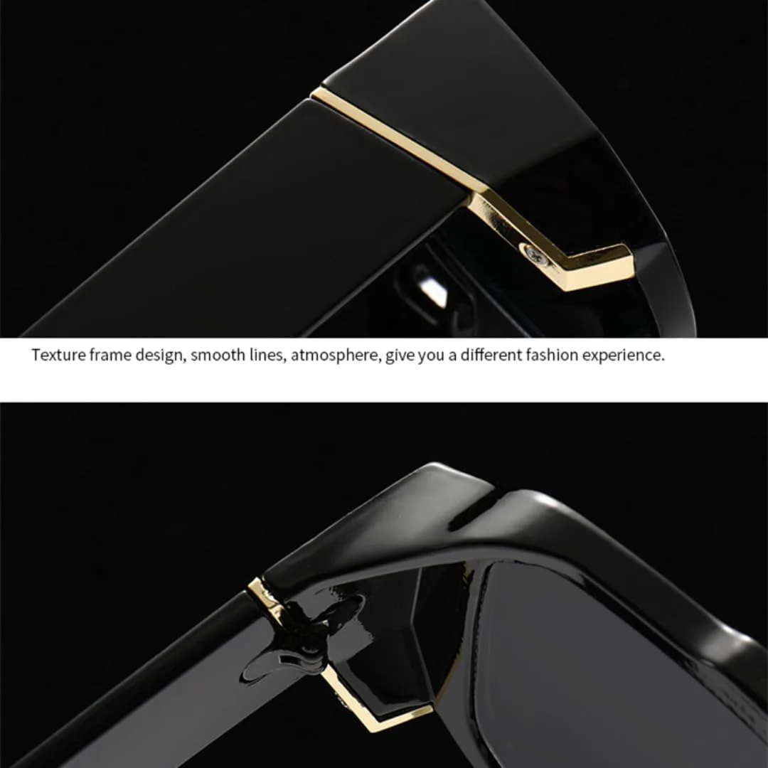 

Винтажные солнцезащитные очки с двойной перемычкой, квадратной формы, женские, модные градиентные, защита от УФ-излучения UV400, мужские TVTBBVV, Black Champagne