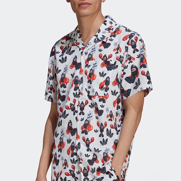 Рубашка originals dragon printing casual sports short sleeve shirt white Adidas, белый — фото 3