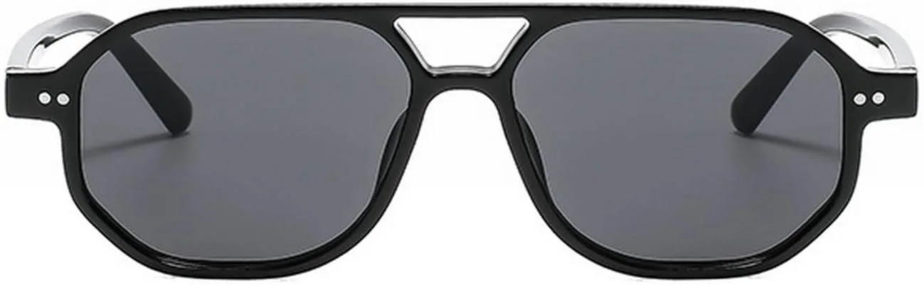 

Laureles Винтажные мужские солнцезащитные очки для вождения с двойной перемычкой, многоугольные, квадратные, модные женские солнцезащитные очки-пилот с заклепками, C1