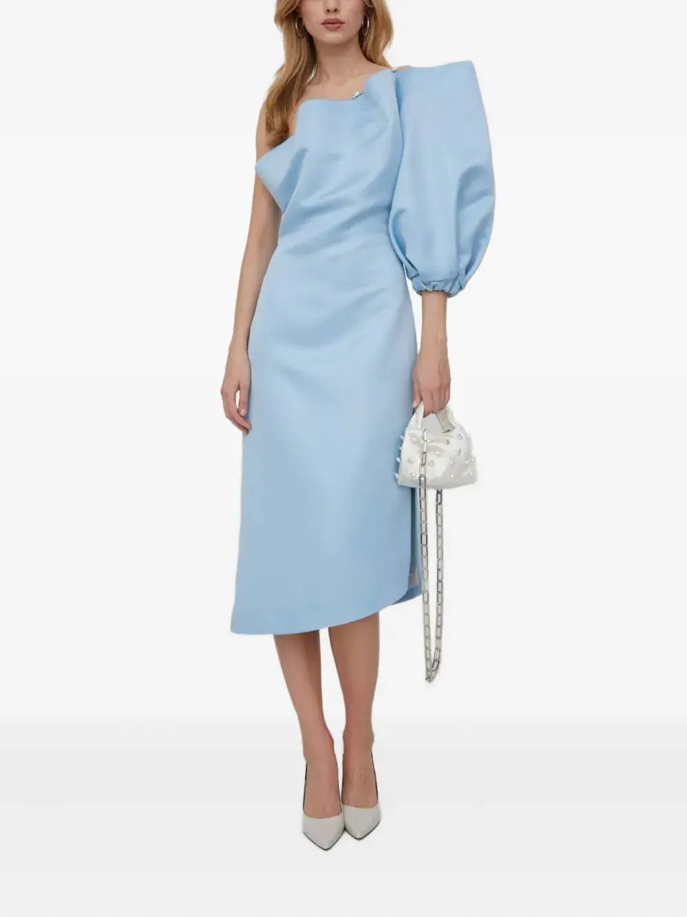 

Платье миди Juliette на одно плечо с жемчугом Stine Goya, синий