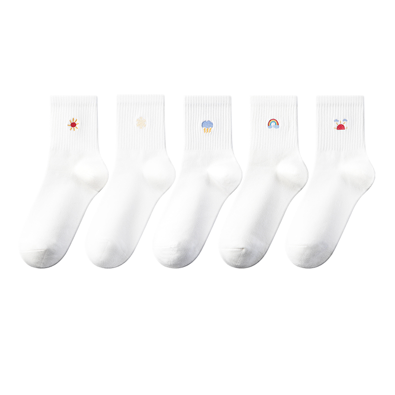 

Носки Warrior Mid Calf женские 5 пар белые, 1 Радуга, 1 Солнечный день, 1 Солнце, 1 Снежинка, 1 Гроза