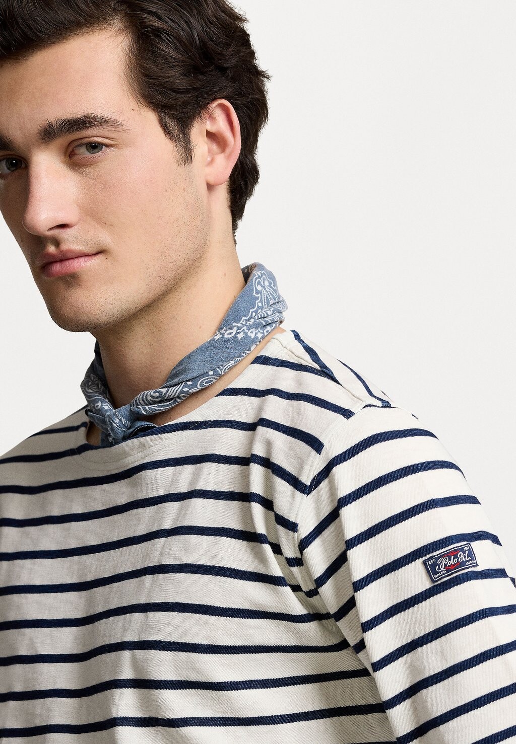 

Футболка с длинным рукавом CLASSIC FIT STRIPED SLUB JERSEY SHIRT Ralph Lauren, белый