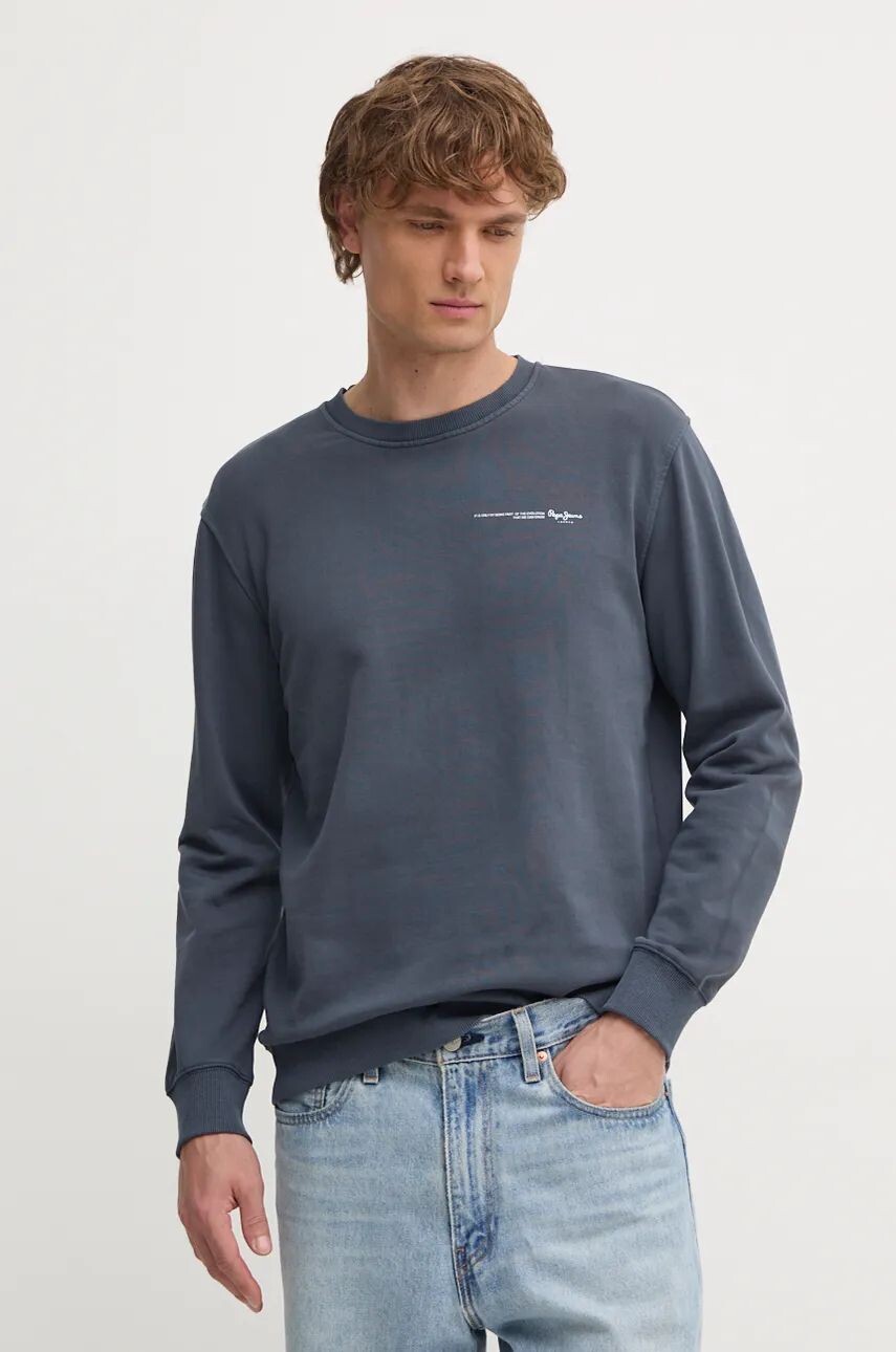 

Хлопковая толстовка Pepe Jeans DAVY CREW, серый
