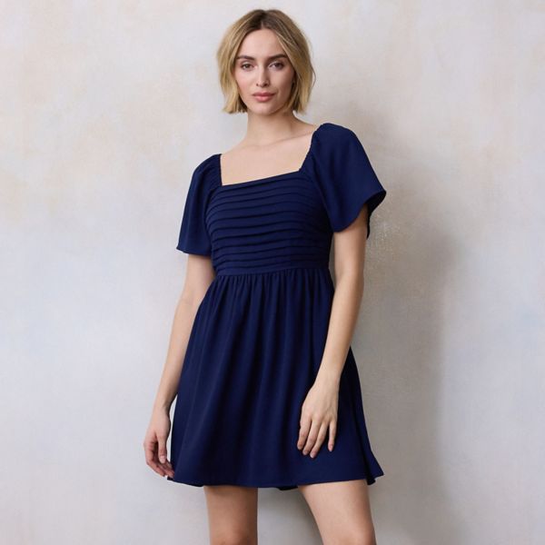 

Мини-платье с миниатюрным плиссированным лифом Lc Lauren Conrad, цвет seattle navy