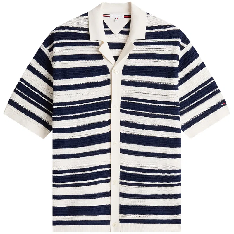 Кардиган Tommy Hilfiger с кубинским воротником, темно-синий с белыми полосками