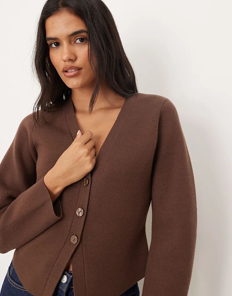 

Кардиган Abercrombie & Fitch с рукавами-бочонками коричневого цвета