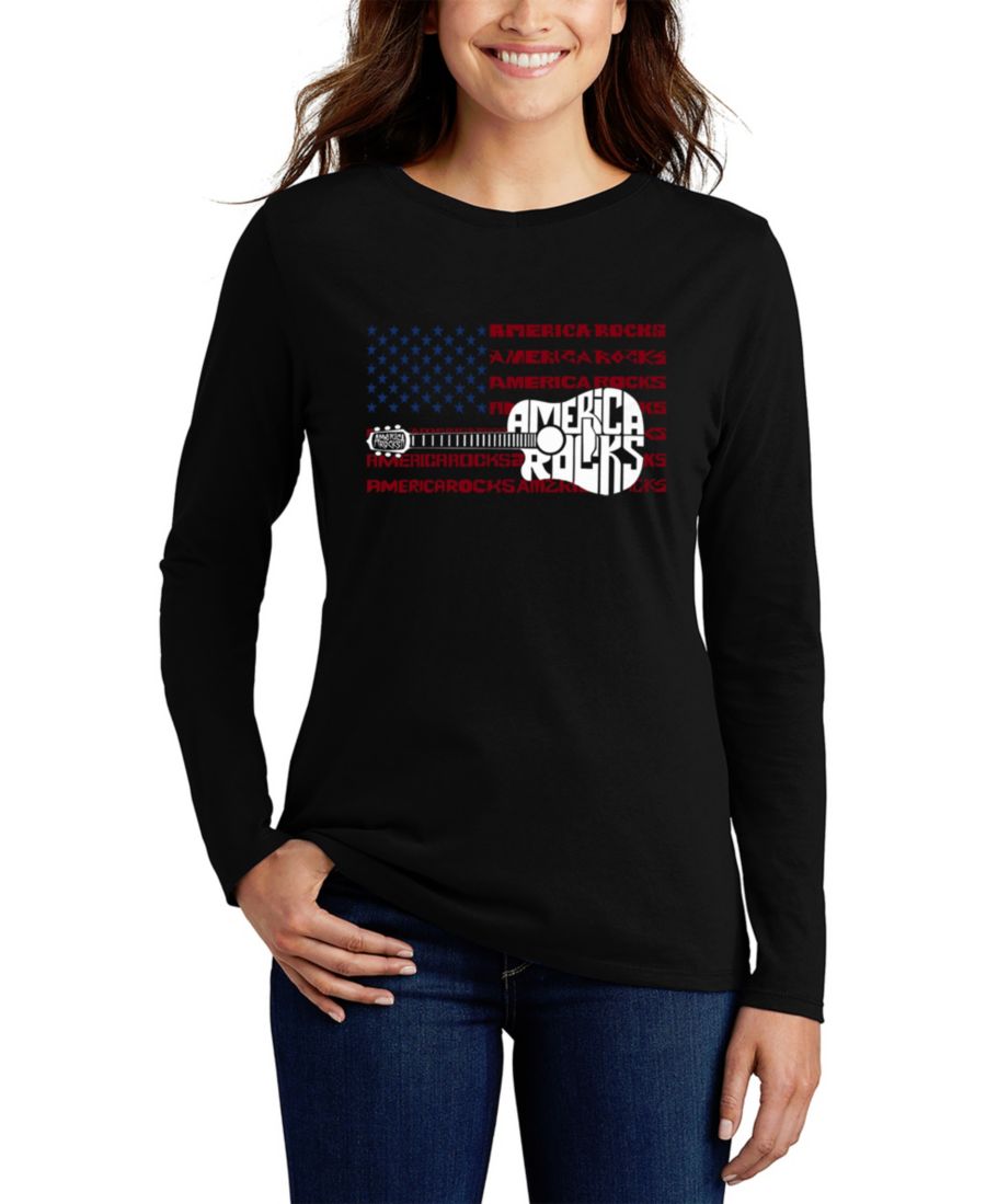 

Женская футболка с длинными рукавами America Rocks с надписью "Wonder Art" LA Pop Art, Black, Черный, Женская футболка с длинными рукавами America Rocks с надписью "Wonder Art" LA Pop Art, Black