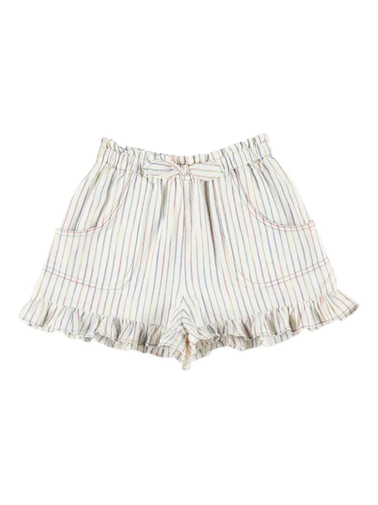 

ZIMMERMANN Kids Rhiannon полосатые шорты с оборками, нейтральный