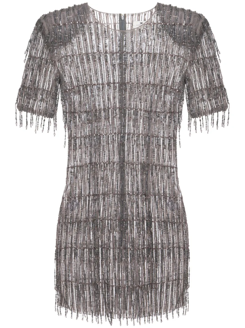 

Платье мини из тюля с пайетками Elisabetta Franchi, серебяный