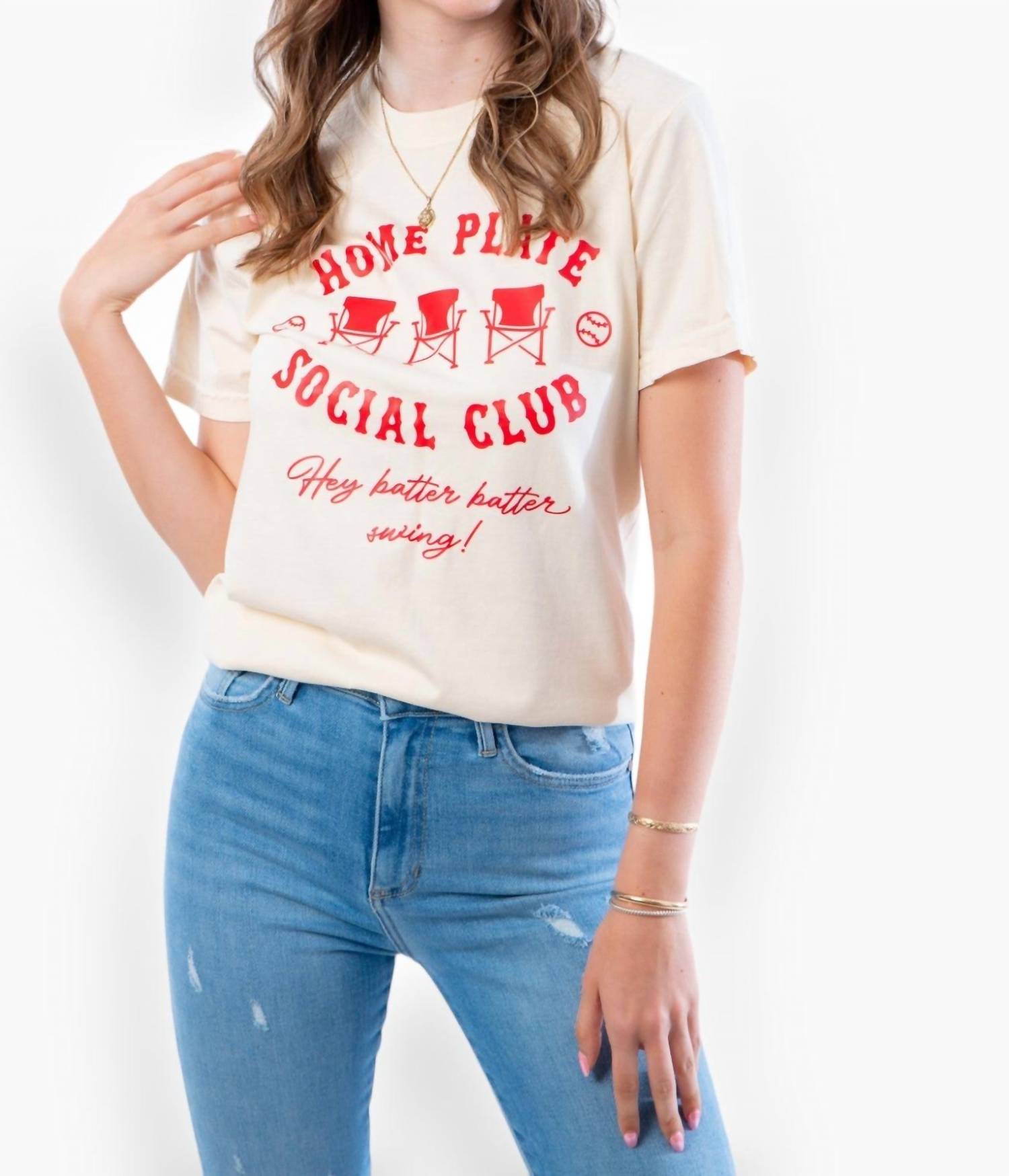 

Футболка Social Club Home Plate белого цвета The Babe Co.
