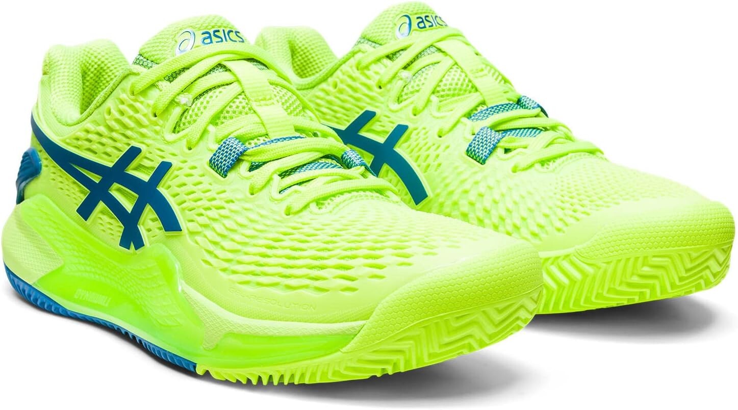 

Кроссовки ASICS Women's GEL-Resolution 9 Clay, цвет Hazard Green/Reborn Blue