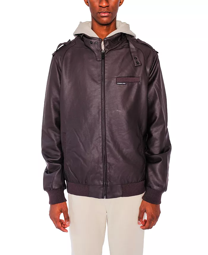 

Куртка Big & Tall Faux Leather Iconic Racer Members Only, коричневый