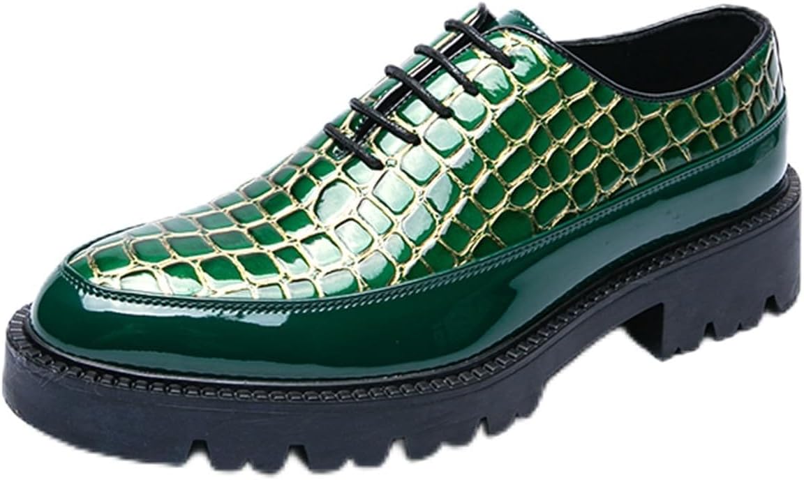 

Мужские кожаные оксфорды на шнуровке, модный заостренный носок, подошва-платформа, удобные, не скользящие, деловые и повседневные туфли для ходьбы, вождения, работы в офисе и вечеринок Qklmwes, зеленый