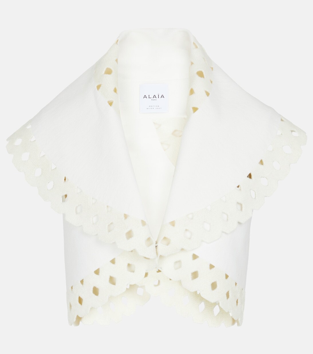 

Укороченная куртка Vienne из смесовой шерсти с вырезами ALAÏA, белый