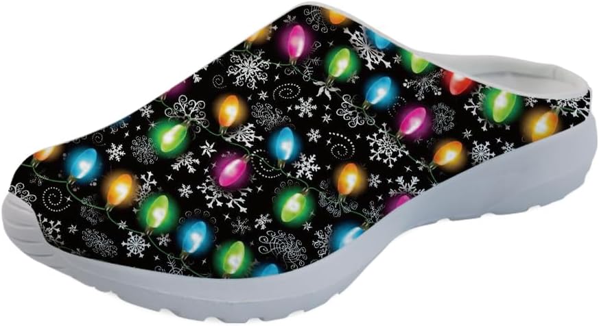 

GLENLCWE Унисекс сабо с принтом американского флага для мужчин и женщин, туфли-мюли, сабо на мягкой подошве, сетчатые тапочки для дома, пляжа и работы медсестрой, Christmas Lights