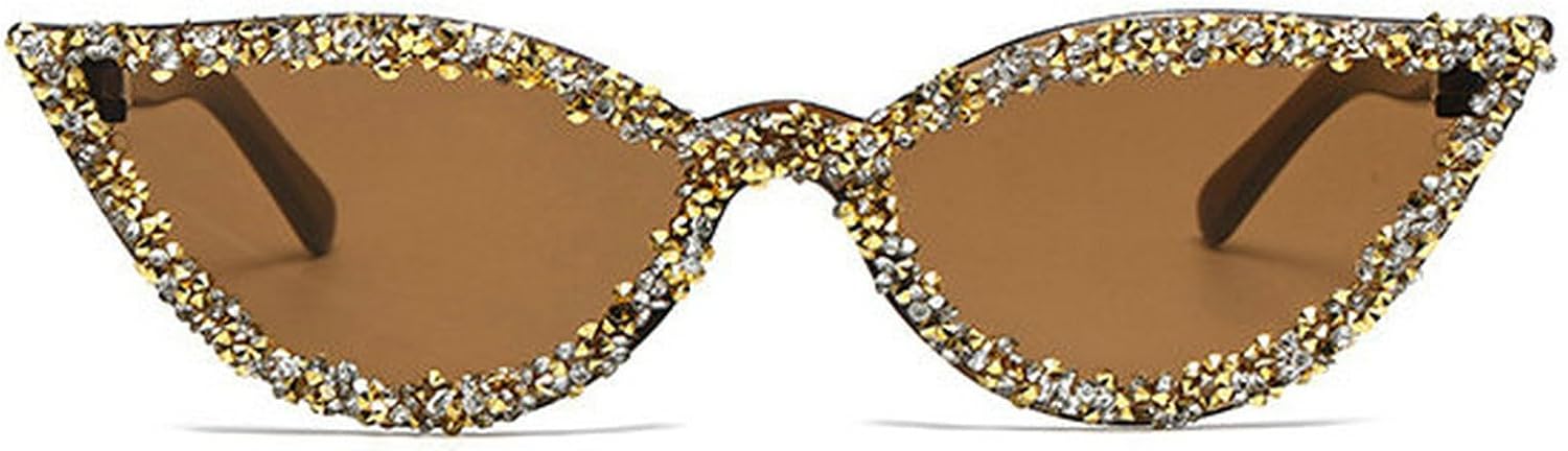 

Солнцезащитные очки COTIA Small Cat Eye с бриллиантами и стразами для женщин, в полной оправе, с блестящими кристаллами, милые солнцезащитные очки в форме кошачьего глаза, Brown
