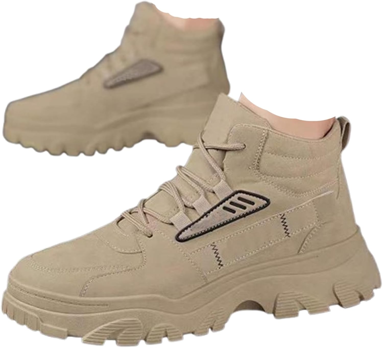 

Мужские ботинки, легкая защитная обувь для мужчин, нескользящие водонепроницаемые ботинки с композитным носком для строительства и походов Generic, хаки