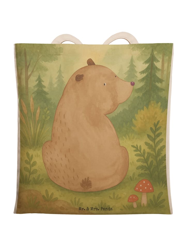 

Mr. & Mrs. Panda Сумка-шоппер с изображением медведя, смотрящего через плечо, без надписи, белого цвета