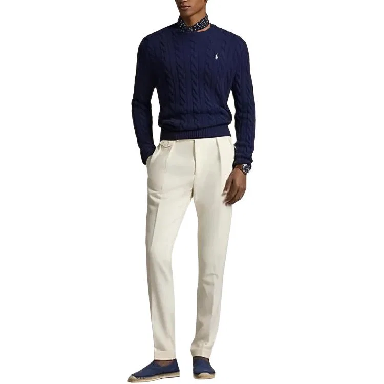 Свитер с круглым вырезом и кабельной вязкой Polo Ralph Lauren, Marine Blue — фото 4