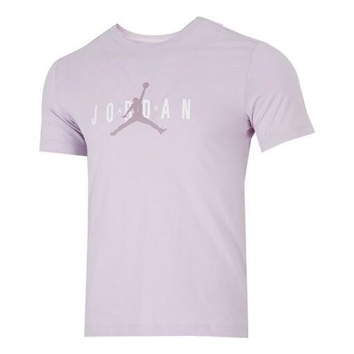 

Футболка Men's Air Jordan Alphabet Flying Man Logo Printing Round Neck Casual Short Sleeve Lavender Light Purple T-Shirt, мультиколор