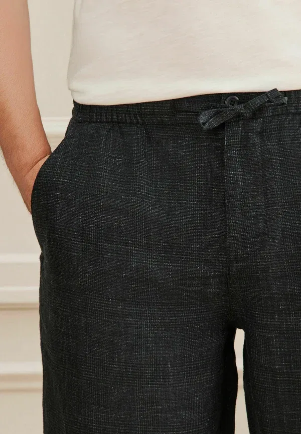 Брюки Next, Relaxed fit signature heritage linen trousers, черная клетка