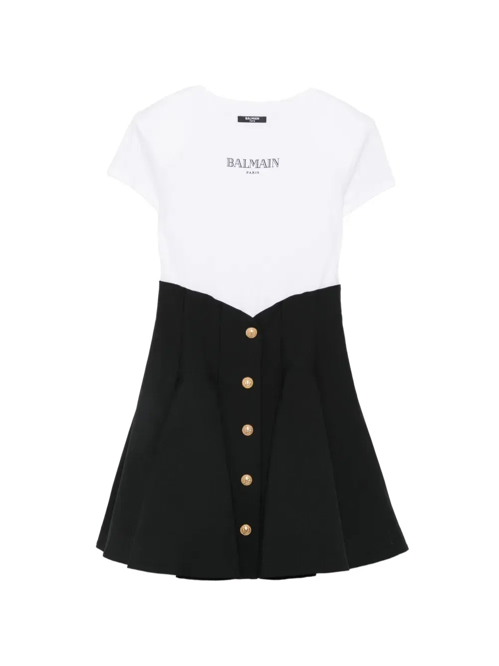 Платье с пуговицами и логотипом Balmain Kids, белый