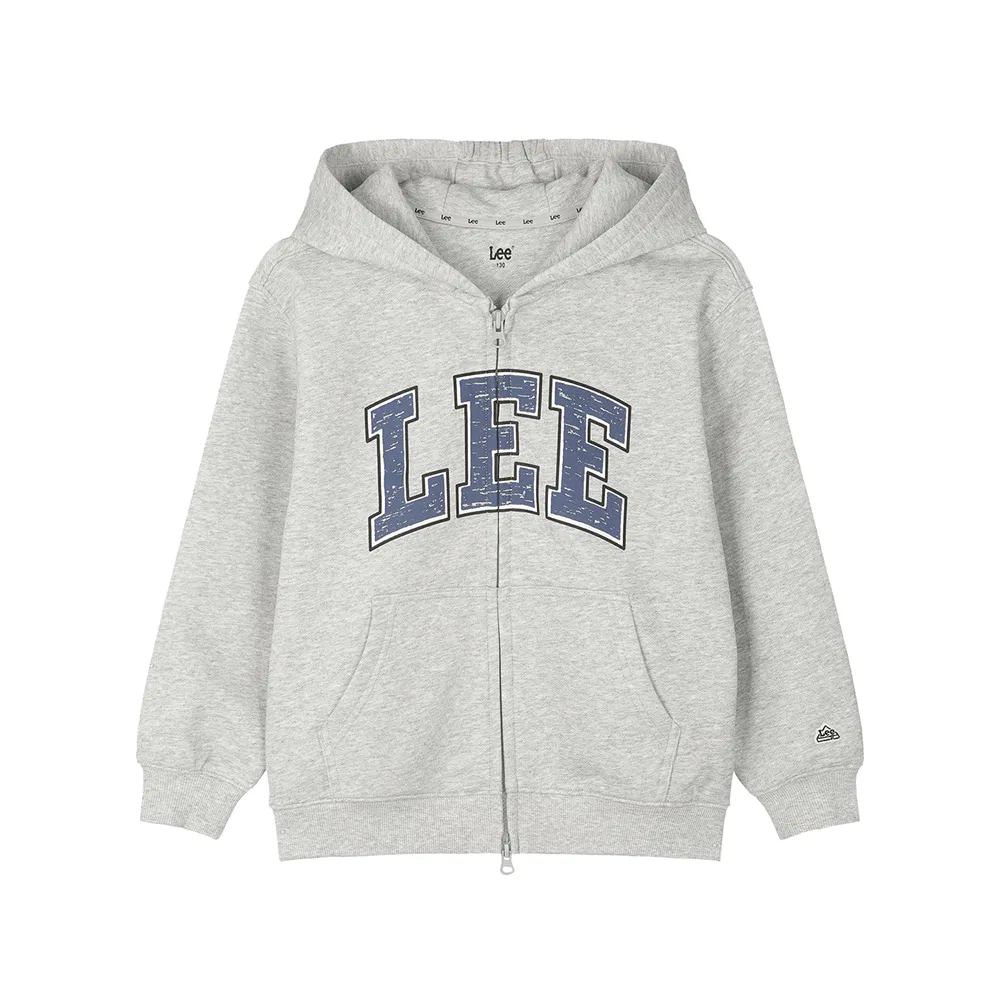 Детская худи на молнии College Logo цвета меланж серый от Lee Kids