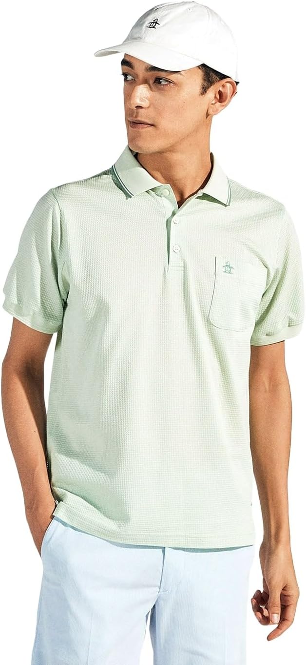 

Мужская рубашка поло Munsingwear MG5SHS05M с коротким рукавом, клетчатый узор «гусиная лапка», производство Япония, впитывает пот, быстро сохнет, для игры в гольф, изумрудный