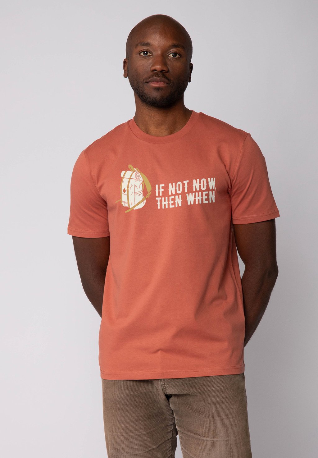 

Футболка с принтом IF NOT NOW THEN WHEN watapparel, коричневый