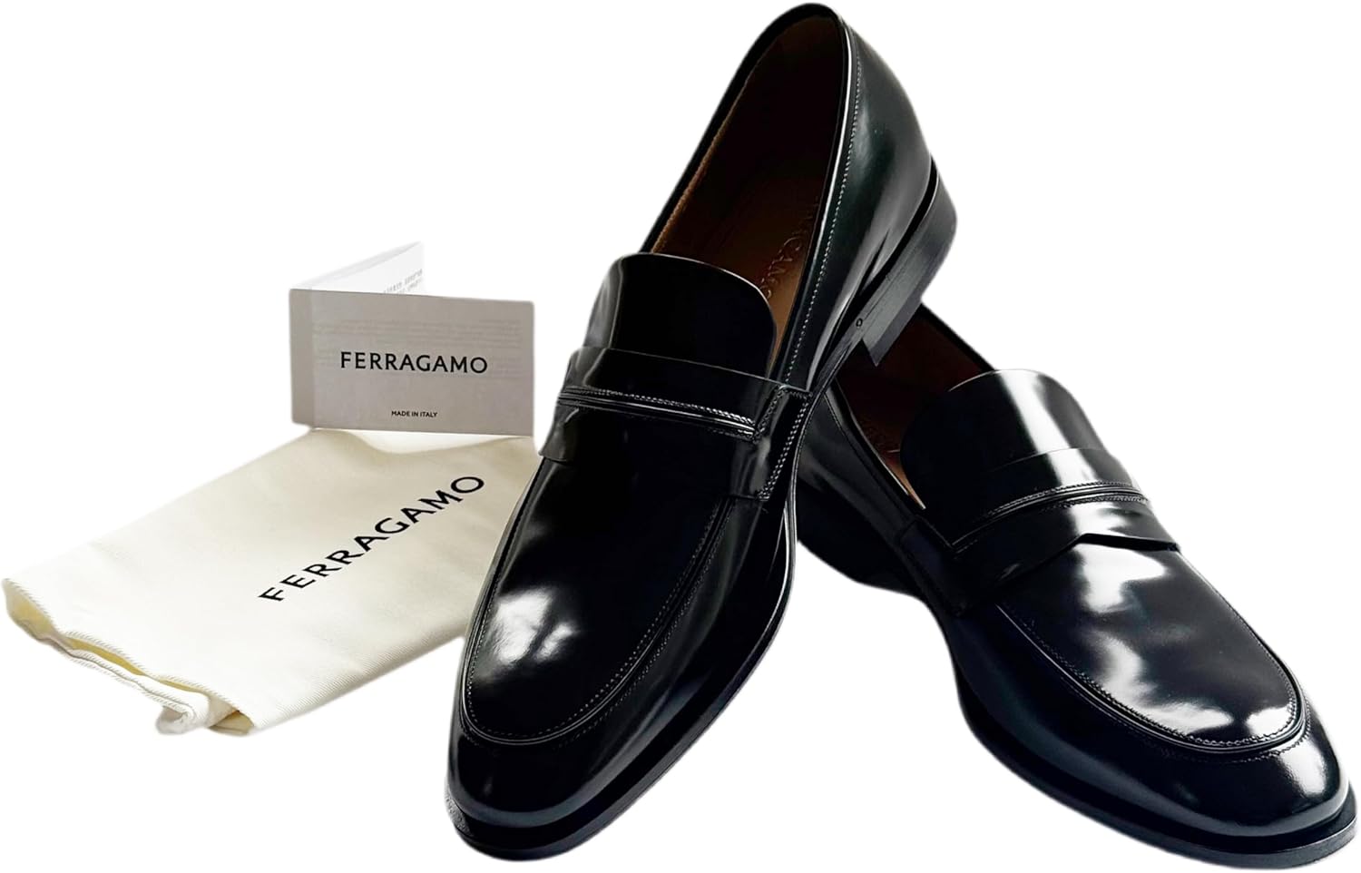 Мужские лоферы Ferragamo Felipe из черной телячьей кожи Penny, модель на процесс вставки (Salvatore) — фото 4