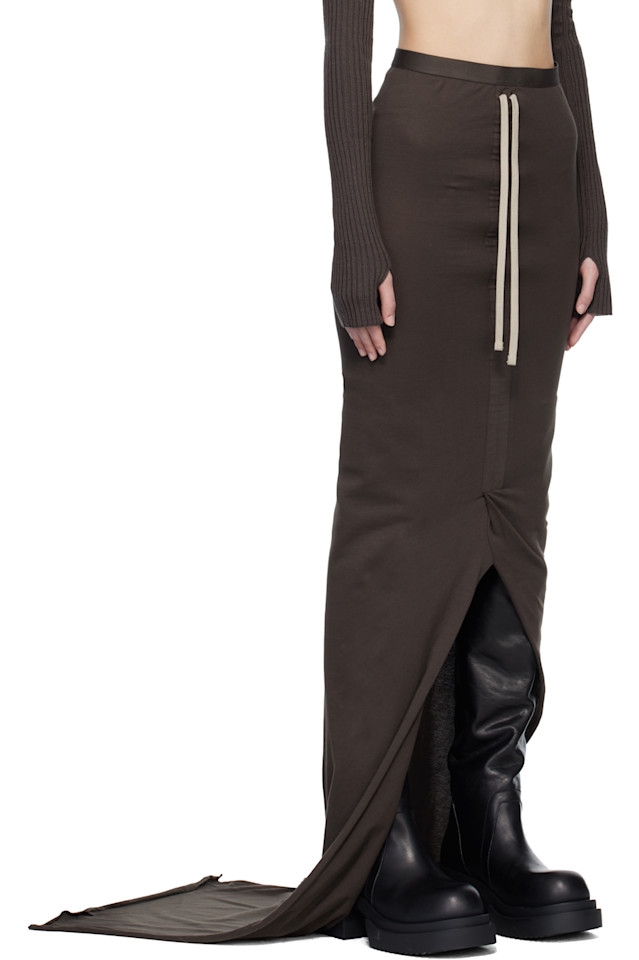 Rick Owens Длинная юбка макси коричневого цвета от Moncler + Rick Owens с регулируемой длиной — фото 2
