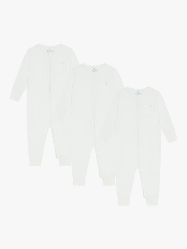 Детский комбинезон с застежкой-молнией из хлопковой смеси MORI, Pack of 3, White — фото 3