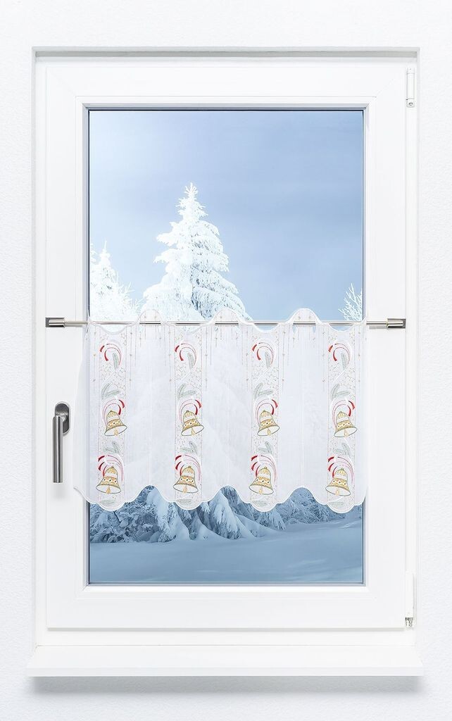 

Панельная штора Plauener Spitze - лента-колокольчик (Ш х В) 48см*40см красный/красный