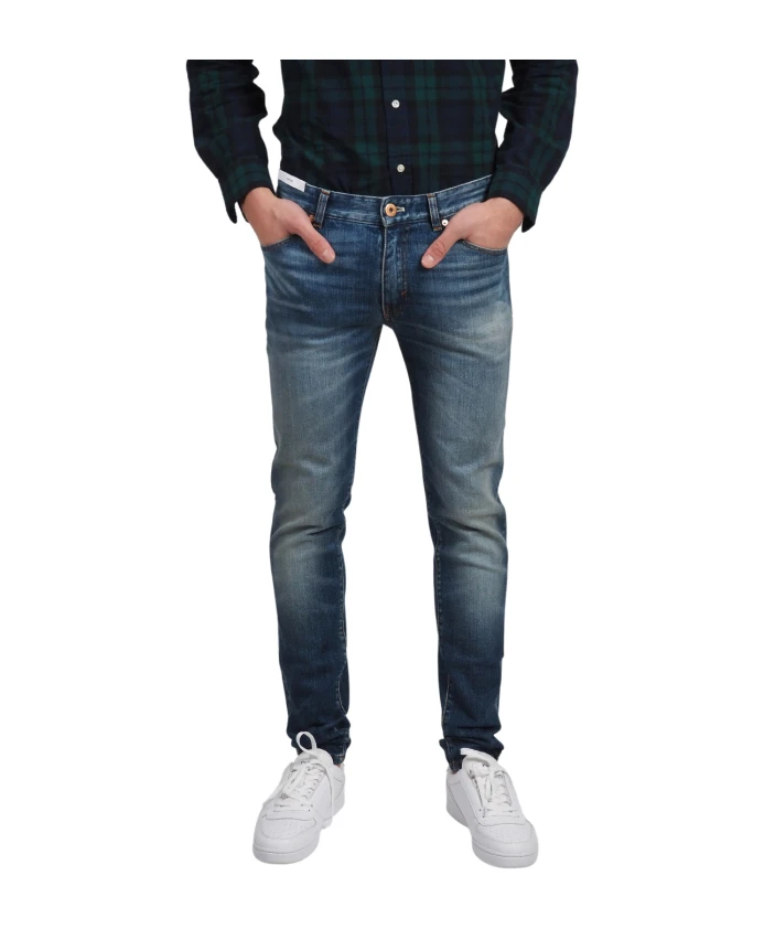 

Выцветшие мужские джинсы зауженного кроя Pt Torino, синий
