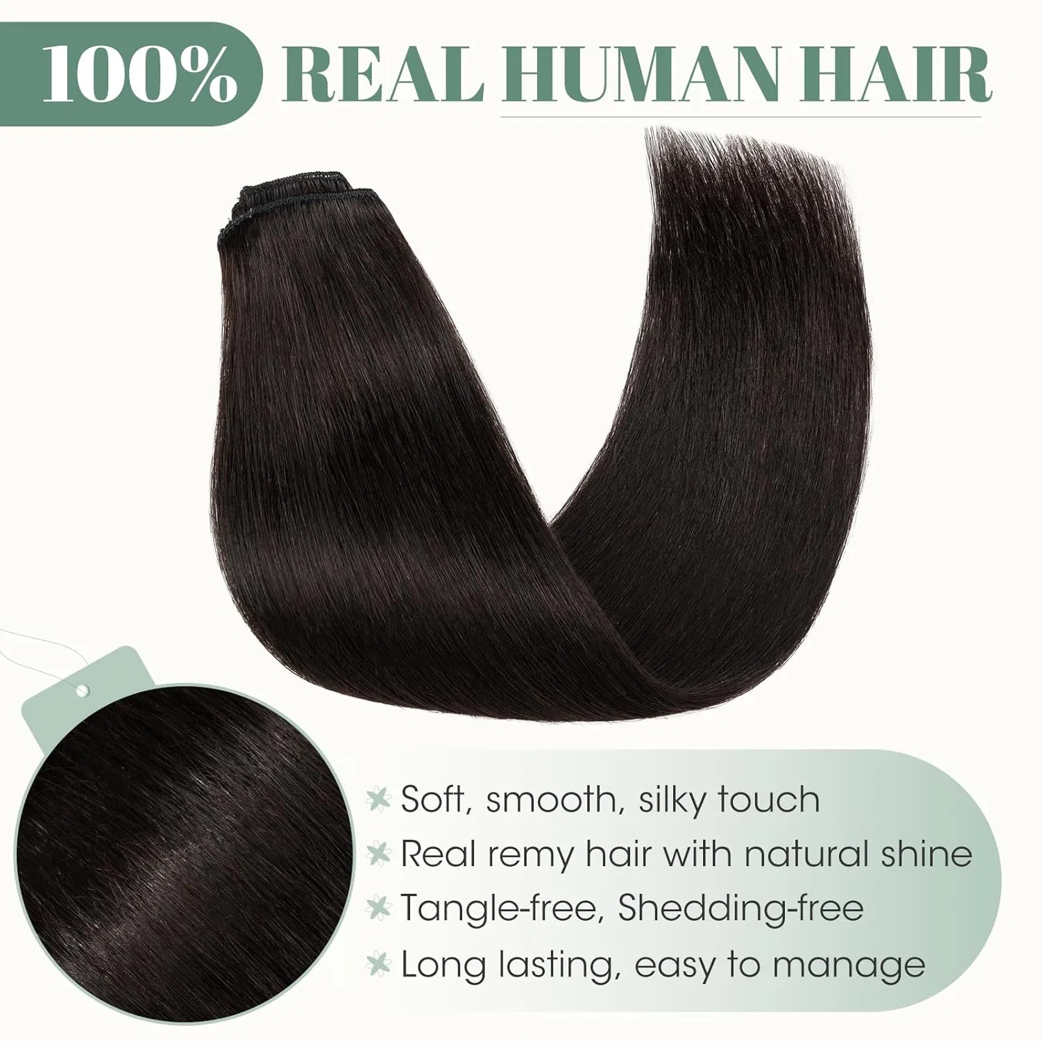 Набор накладных прядей на заколках «Remy Hair» от Rich Choices Rich Choices, #1B Black — фото 4