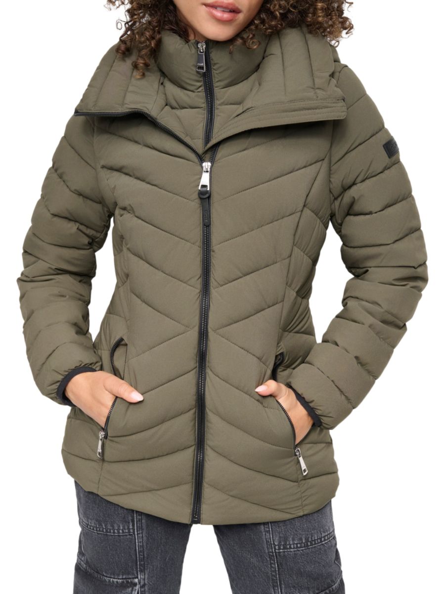 

Стеганая куртка-пуховик Missy Chevron с нагрудником DKNY, цвет Loden