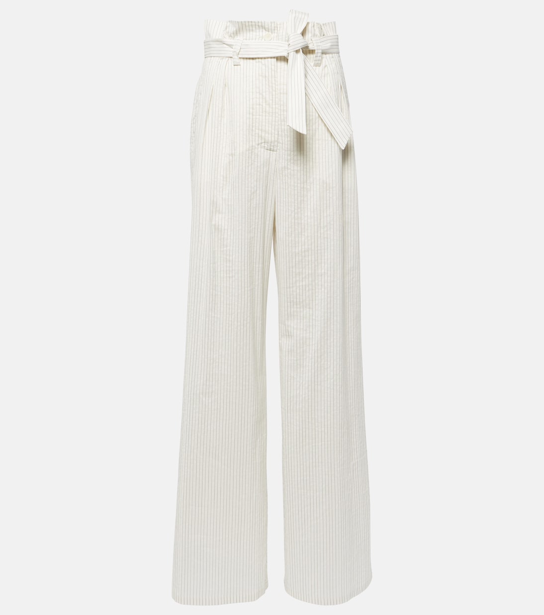 

Брюки-палаццо Xero из хлопка и шелка в тонкую полоску Max Mara, Bianco