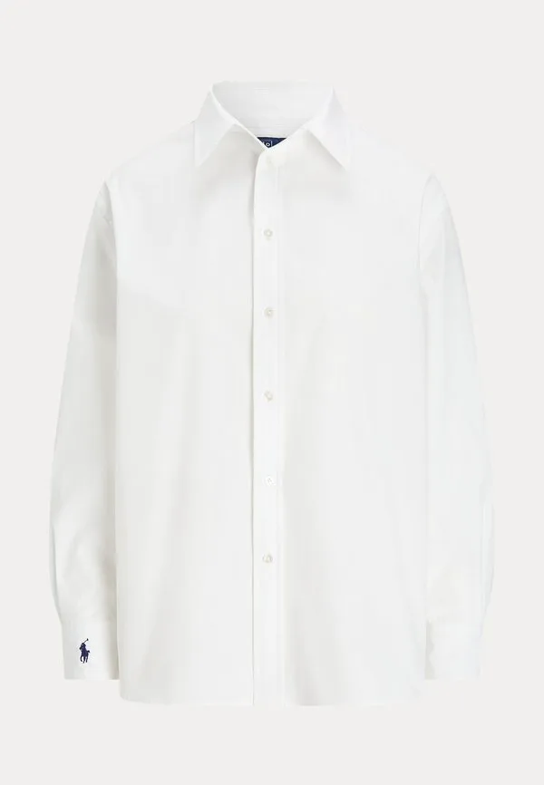 Свободная хлопковая рубашка на пуговицах, блузка Polo Ralph Lauren, White — фото 4