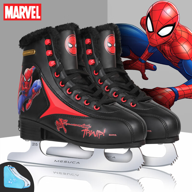 

TKH Коньки для фигурного катания Disney, лезвия для фигурного катания, коньки для начинающих, скоростные коньки, улучшенные ботинки Spider-Man + сумка, размер M M31-34