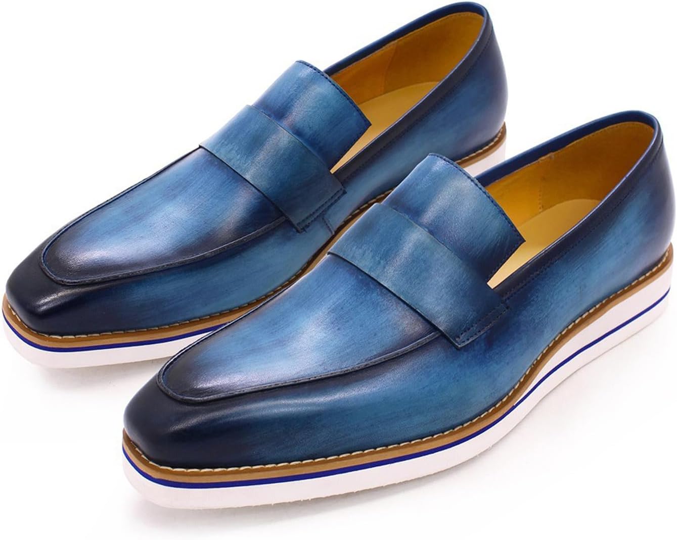 

Мужские слипоны Santimon, повседневные туфли-лоферы с отделкой «пени», из натуральной кожи, легкие, на плоской подошве, для праздников, свадеб, деловых встреч, модные и удобные туфли-лодочки для мужчин, синий
