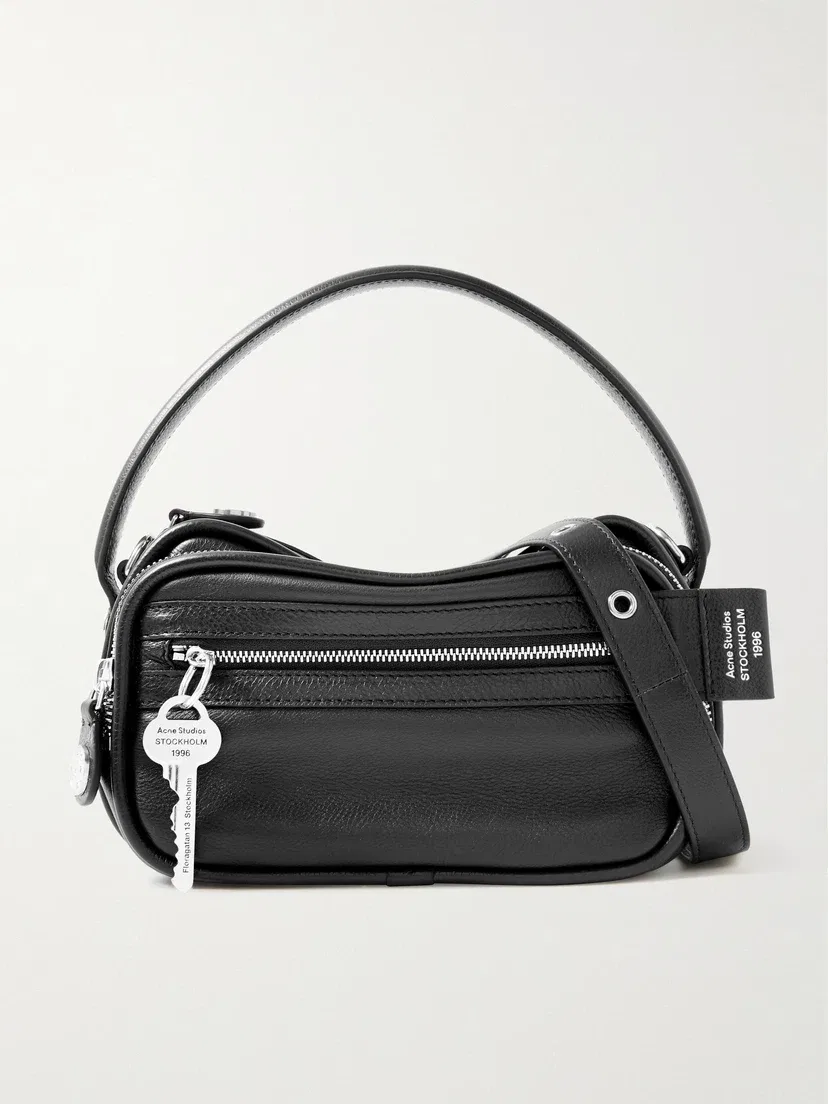Кожаная сумка через плечо с украшением Camero Kit Acne Studios, черный