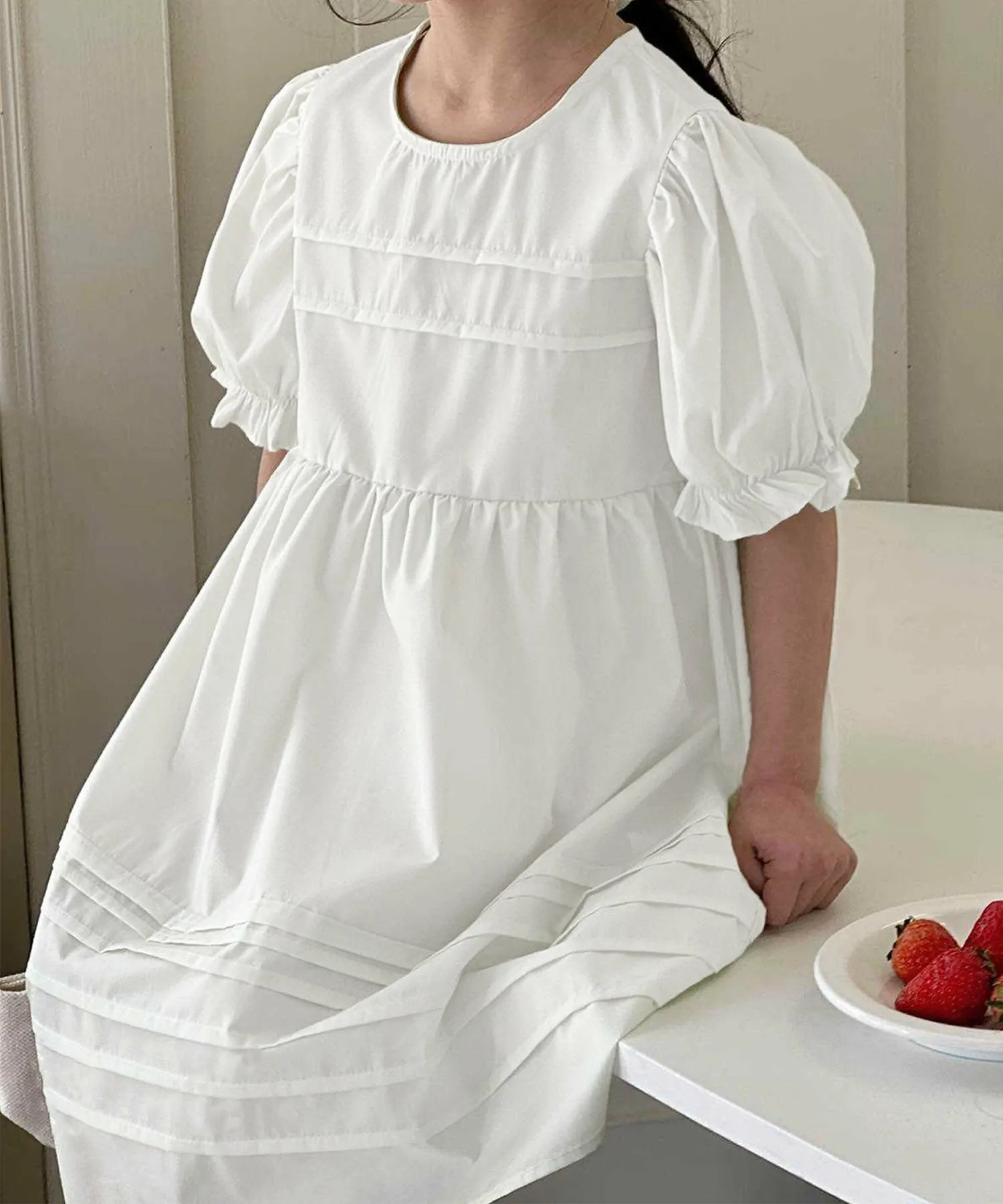 Платье с объемными рукавами Aimoha Kids, off white