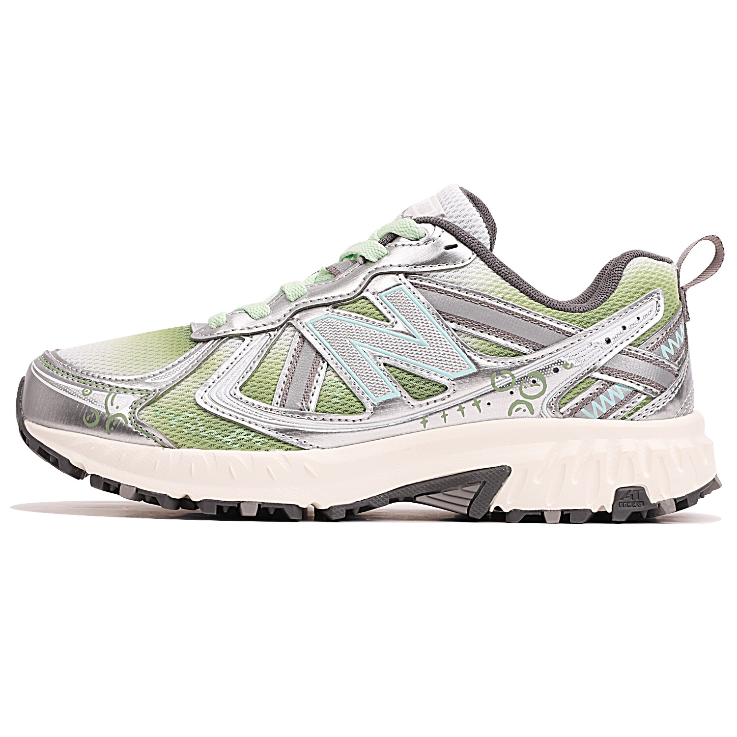 

Кроссовки NB 410 унисекс с низким верхом серебристо-зеленые New Balance
