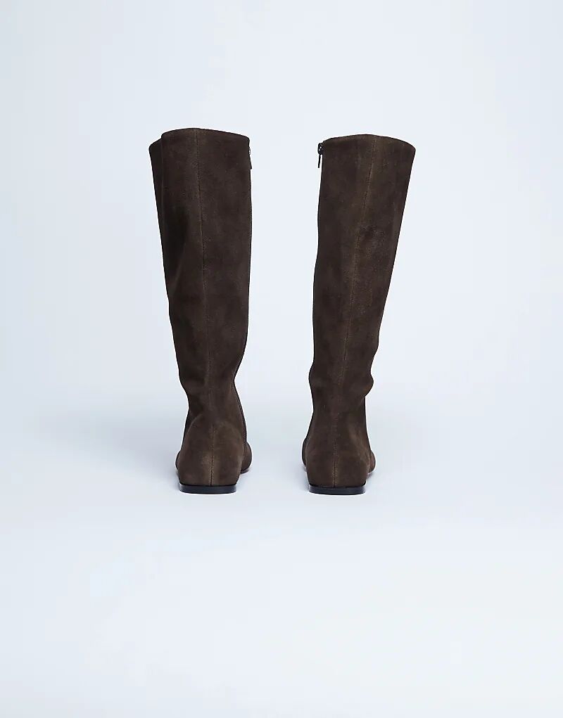 Высокие замшевые сапоги Topshop Tess шоколадного цвета — фото 3
